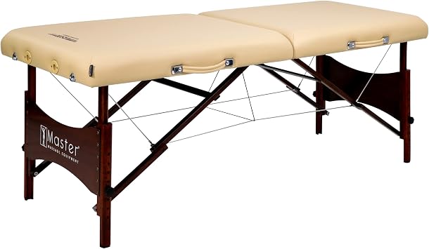 Master Massage 71cm Paradise Portable Massage Table-Massage Couch Folding Spa Bed-Foldable Beauty Facial Lash Tattoo Bed for Salon Use, Lightweight Wooden Massage Bed for mobile massage (Cream)