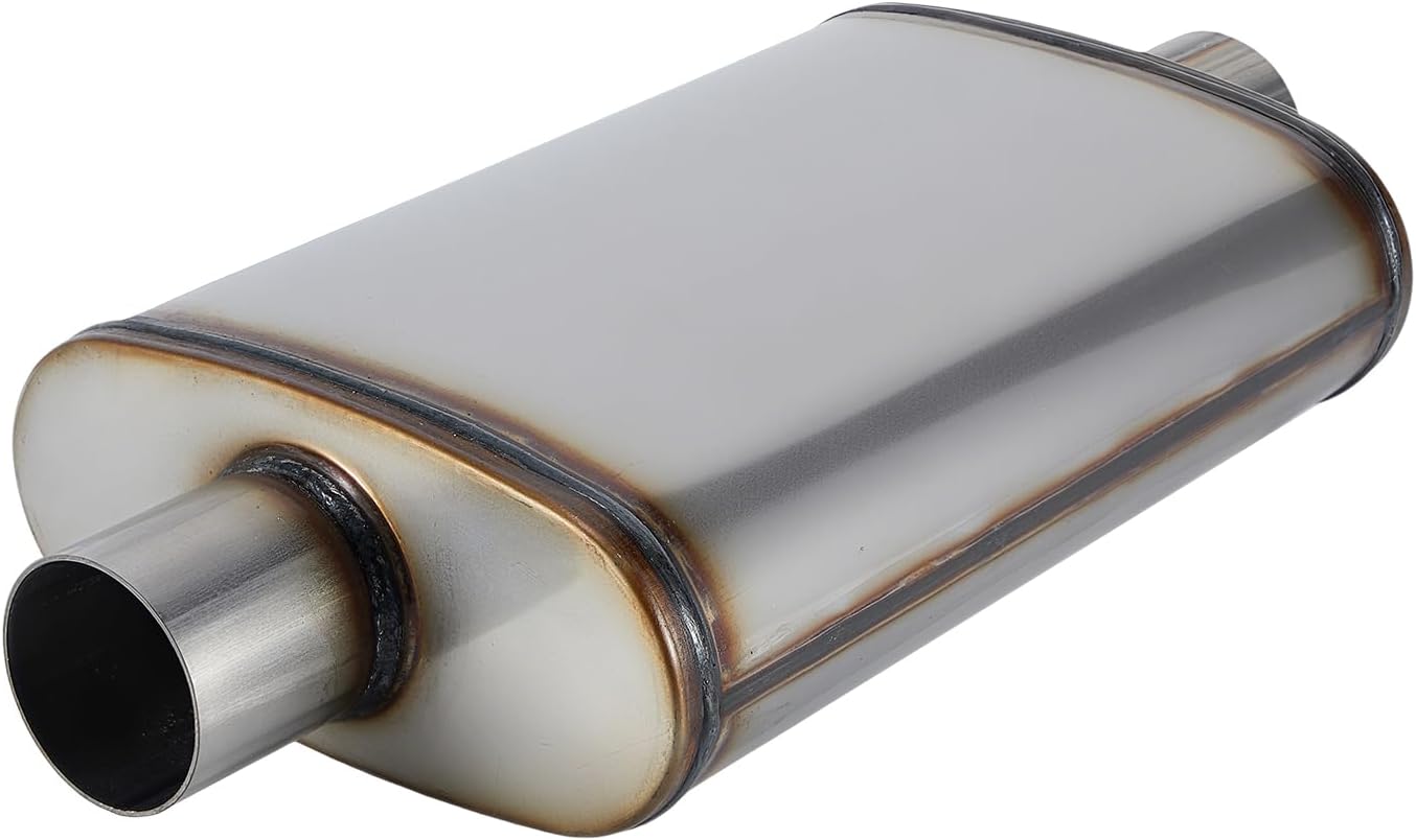 Exhaust Muffler, Universal Muffler for Cars Trucks, Stainless Steel Straight-Through Chamber Performance, 2.5" Inlet/Outlet, 20" Overall Length