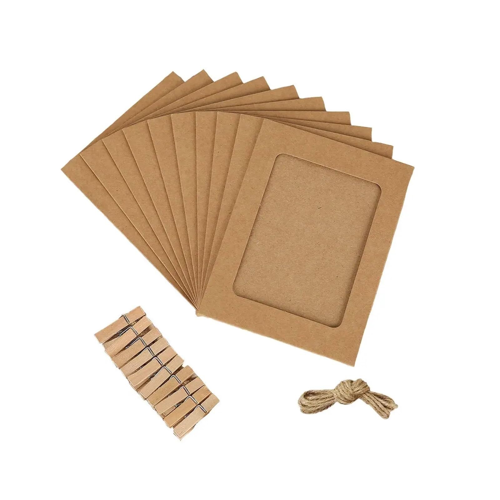 Cardboard Photo Frame 10pcs Mixed Pack Photo Frames with Clips Diy Paper 5inch Picture Hanging Wall Photos Album Party Home Decoration