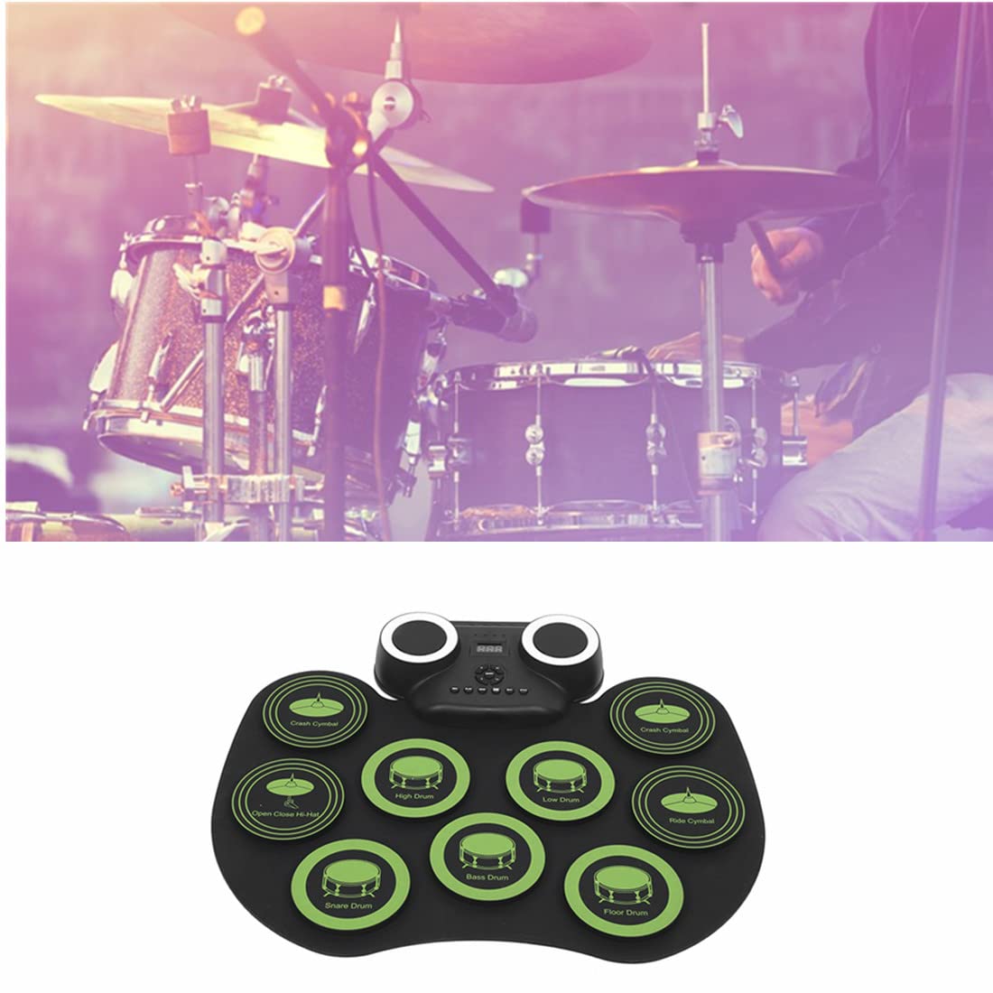 Cahaya Juego de Almohadillas de Batería Electrónica: Juego de Batería Eléctrica Portátil de 9 Almohadillas con Altavoces Duales MIDI Gran Regalo para Principiantes de Música Cahaya Juego de Almohadillas de Batería Electrónica: Juego de Batería Eléctrica Portátil de 9 Almohadillas con Altavoces Duales MIDI Gran Regalo para Principiantes de Música