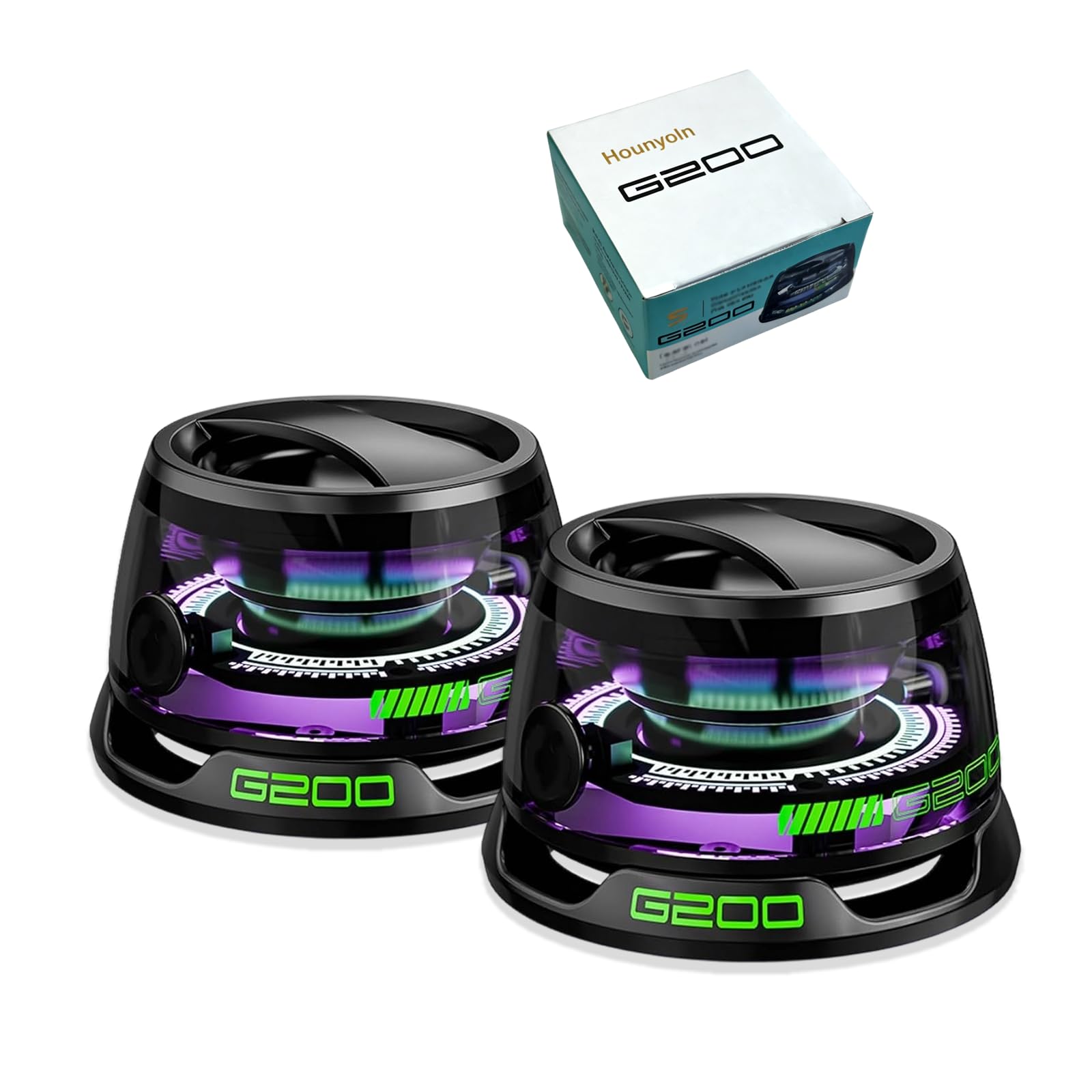 2 Pcs G200 Magnetic Bluetooth Speaker,Multifunctional Portable Mini Speaker with Multi RGB Color Light Show-3D Surround Sound Effect,Christmas Birthday Gifts