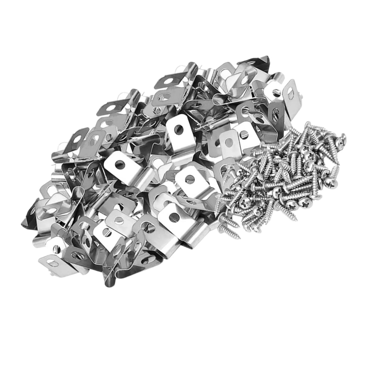 Toddmomy Heavy Duty Stainless Steel Wire Fence Clips for Wood and Metal Fencing 100 Sets of Practical Wire Cage Buckle Clips with Screws for PET and Livestock Enclosures