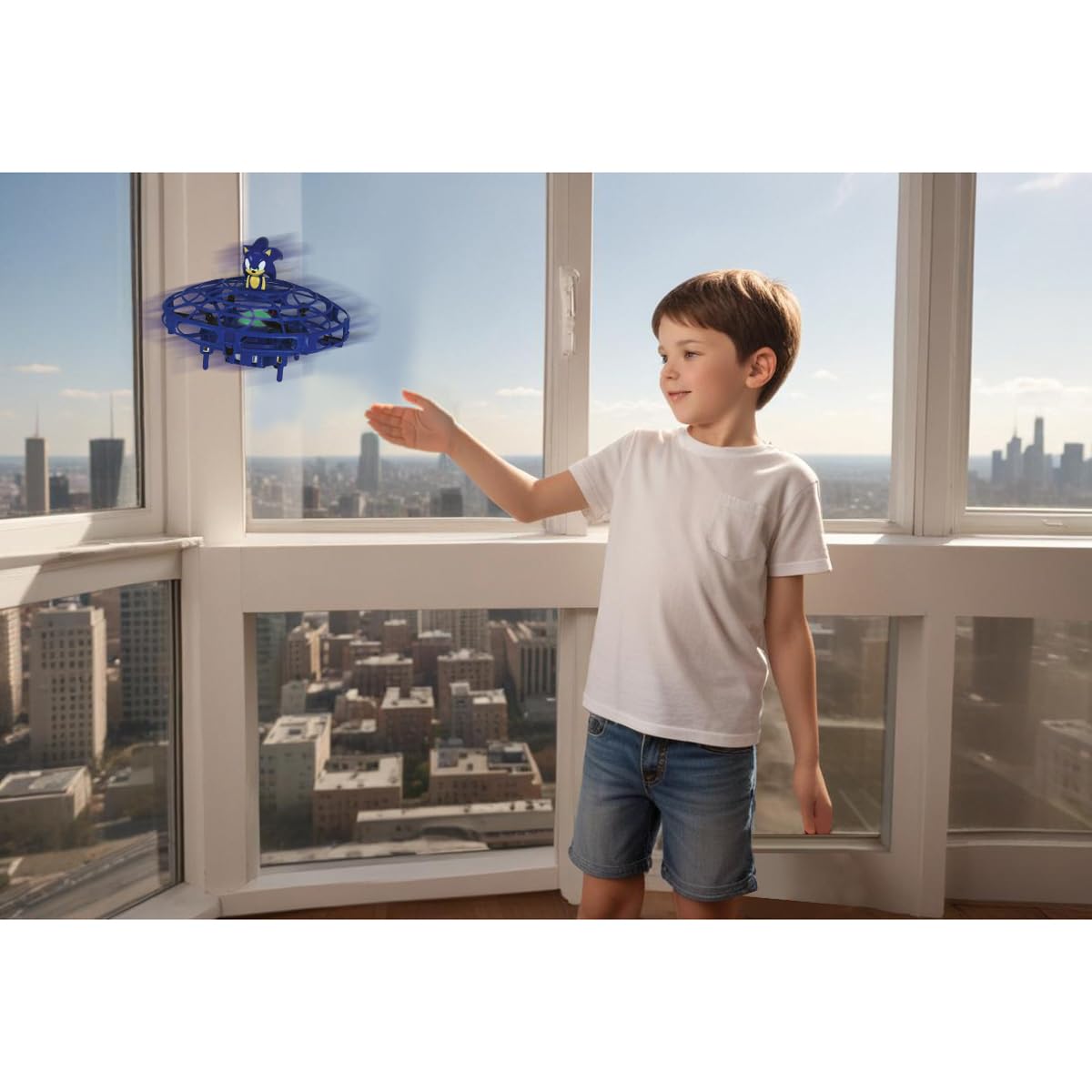 Lexibook, RC UFO Flying Sonic con luci e controllo gestuale, controllo a mani libere con batteria ricaricabile, Blu, UFOSN