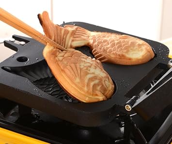 家庭用たい焼き器 直火 テフロン加工 焦げ付き防止 Bbq、ガスコンロ、炭火に最適 ハンドル付き 日本製 キャンディクッカー アルミ合金製 断熱ハンドル 頑丈で耐久性あり 1個