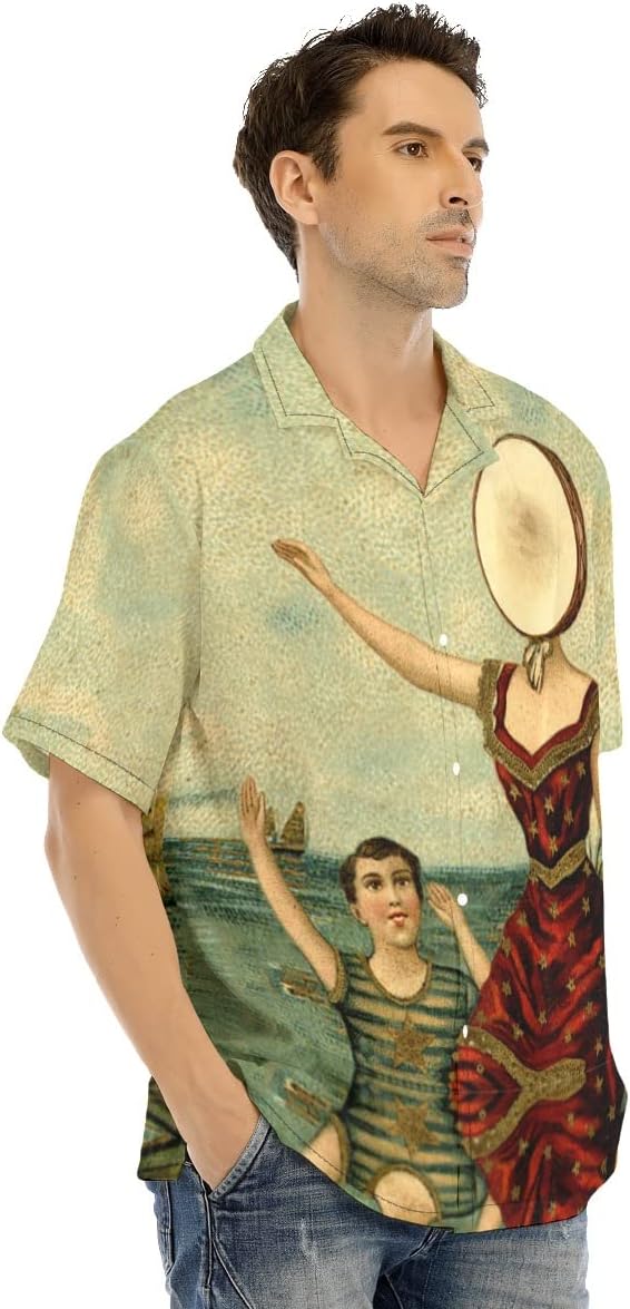 Neutral Milk Hotel, All-Over Print Men Hawaiian Shirt, Rock Band Button Down Tee Shirt