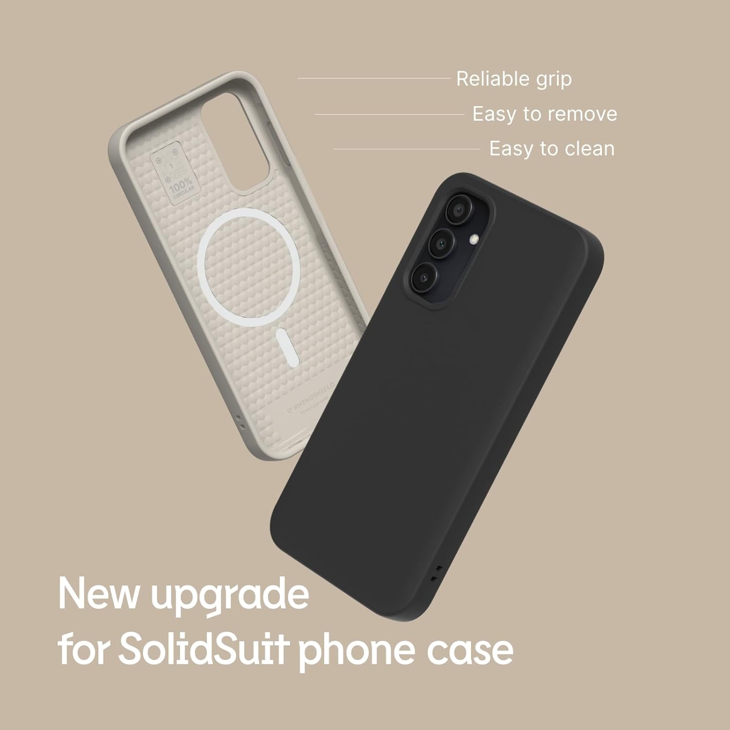 RhinoShield SolidSuit Case Compatible with Magsafe for [Galaxy A55] | Shock Absorbent Slim Design Protective Cover with Premium Matte Finish 3.5M / 11ft Drop Protection - Classic Black