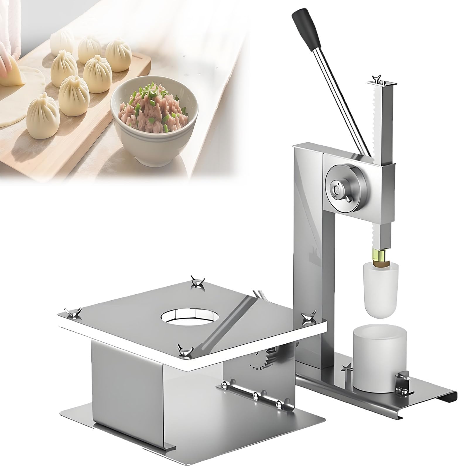 Baozi Maker Commercial, Półautomatyczna Maszyna Do Formowania Bułek, Ręczna Prasa Do Ciasta Z Formami Do Produkcji Baozi, 400-500 Bułek/Godz., Do Użytku Domowego Lub Komercyjnego Medium