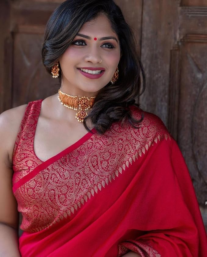 Image of Yashika Women Banarasi Kanjivaram Silk Saree Set with Blouse |saree for Women | Saree | New Sari