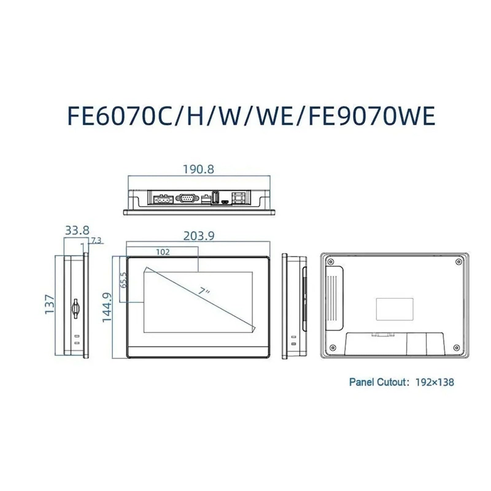HMI pantalla táctil Serie FE, 7", con módulo Ethernet, 4G y WIFI
