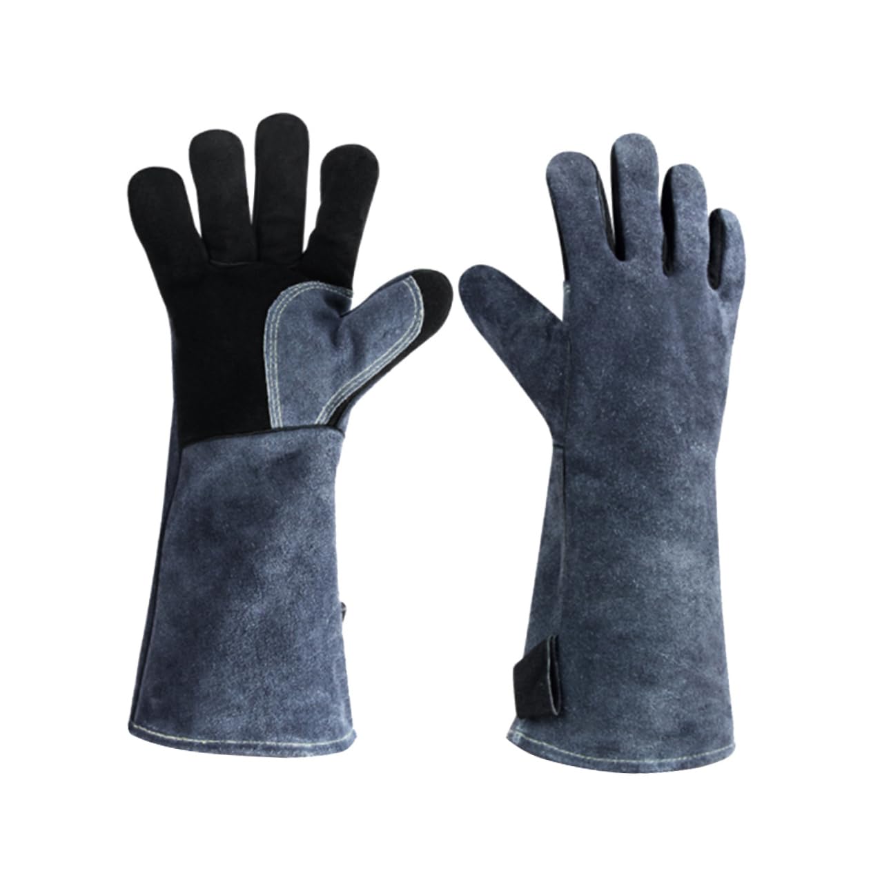 ABOOFAN Guanti da Barbecue Resistenti al Calore in Pelle Ignifuga Guanti da Cucina per Uso Esterno Protezione da Ustioni e Schizzi Grigio Nero