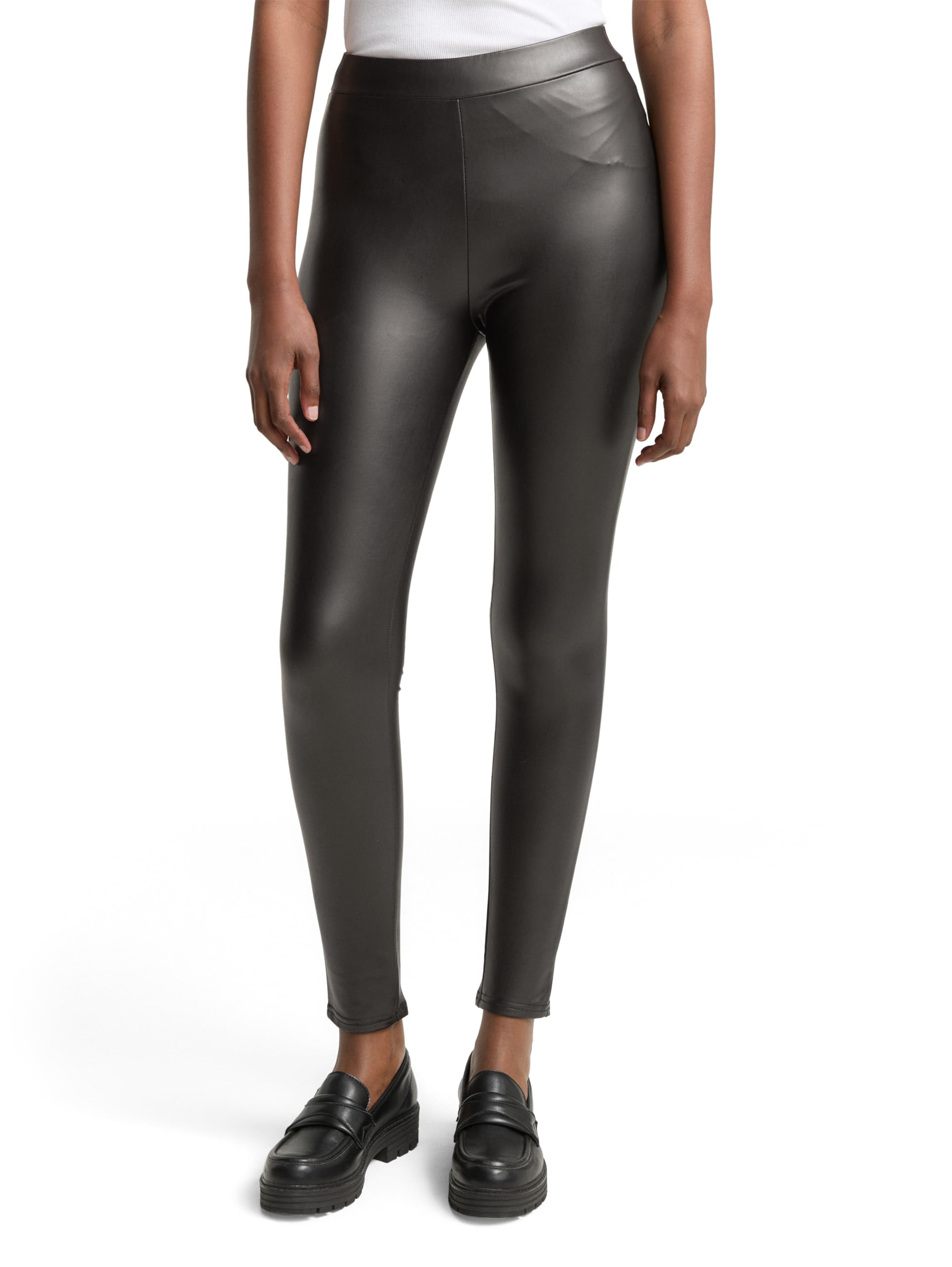 Tom Tailor Denim Women's 14482 - Deep Black 1027557 Leather-Look Leggings, Xl