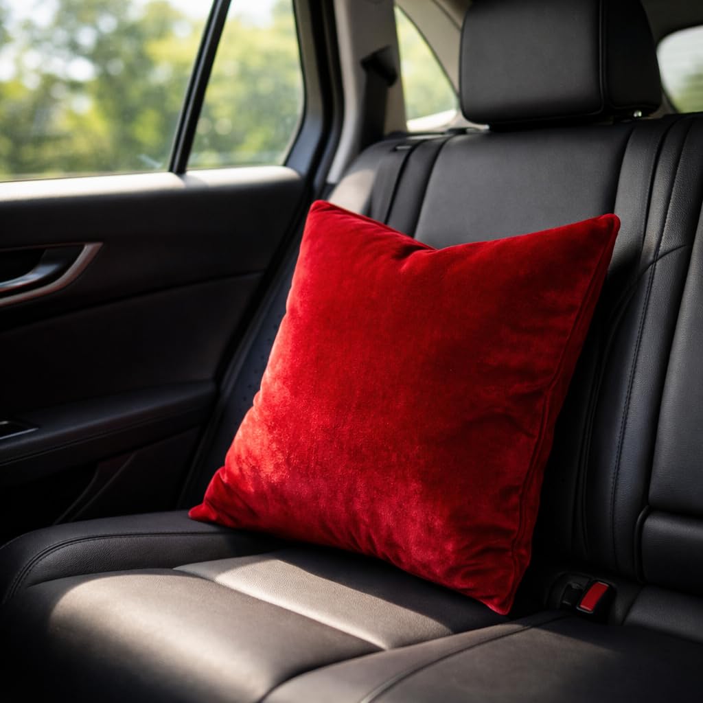 Red Velvet Cushion 12x12 Inch Pack of 7 | Soft Zip Cushion 4