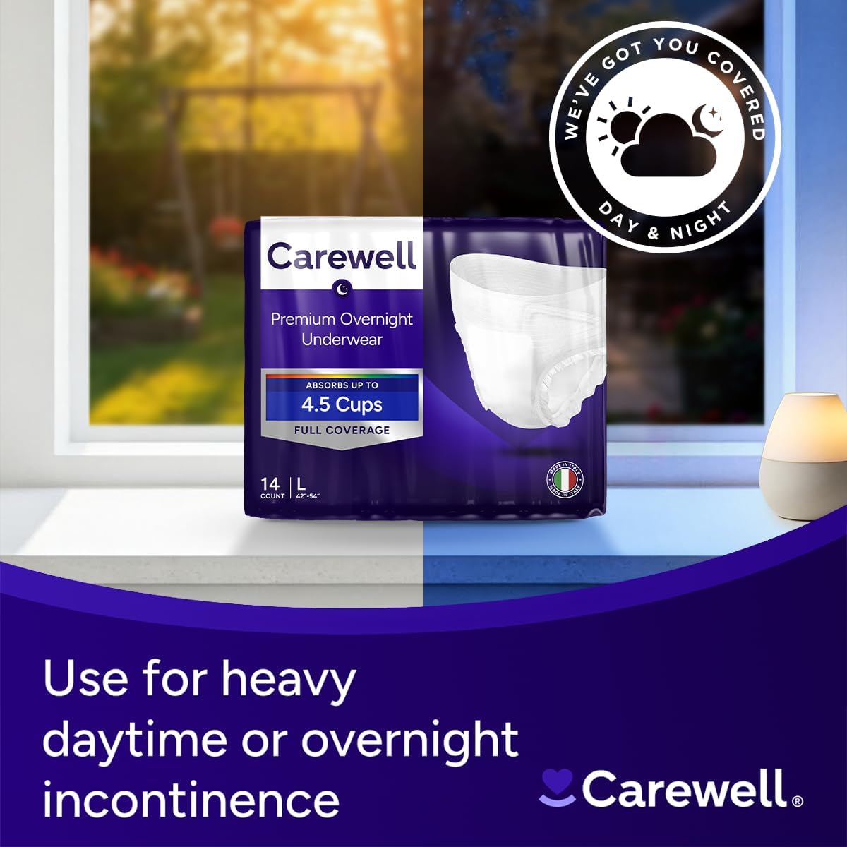 Premium Overnight Incontinence Pull-Up Underwear, Full Coverage Fit, Large, Case of 56