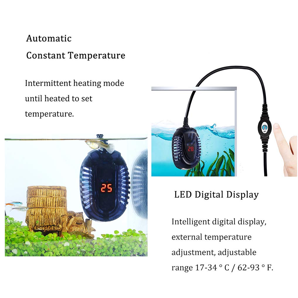 25W 50W 100W 300W, Petit réchauffeur d'aquarium Submersible, réchauffeur de Mini Aquarium avec Bandes de température, écran à LED Visible et contrôleur Externe