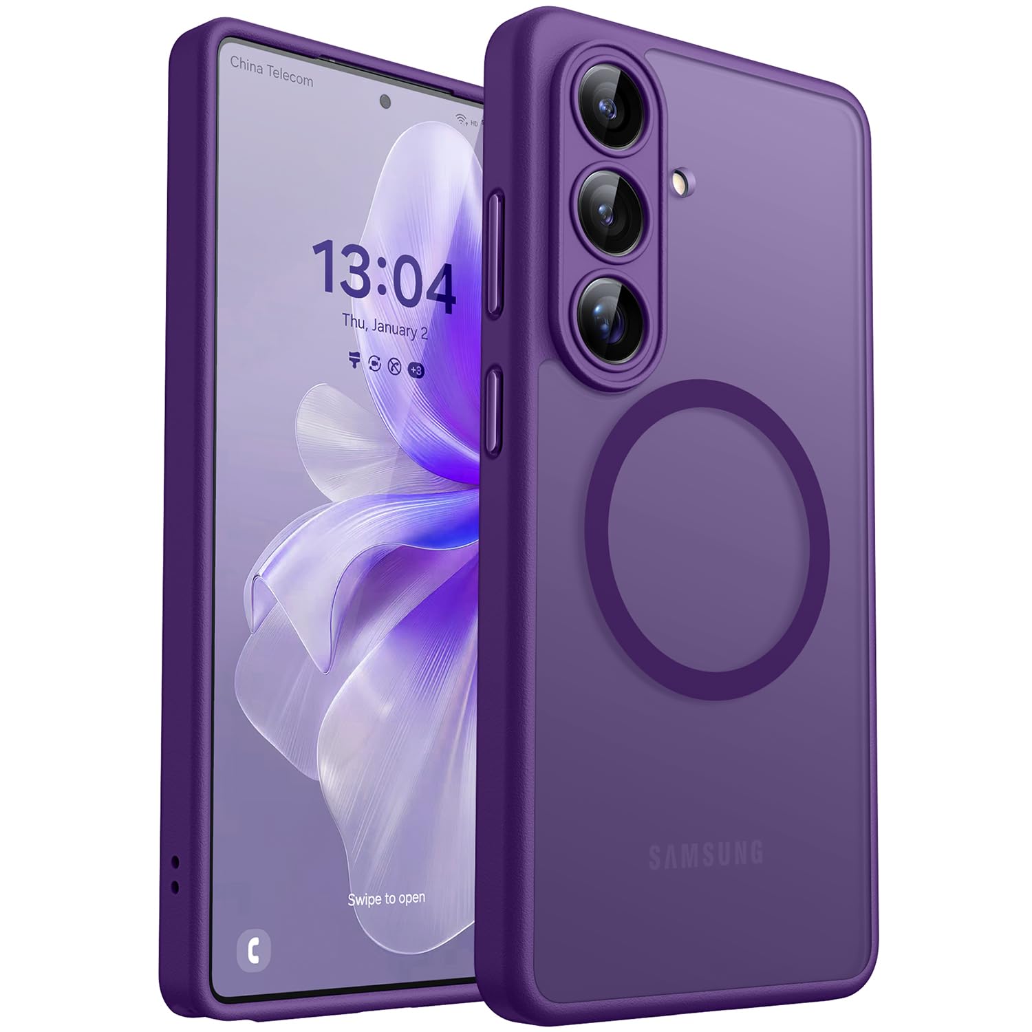 CANSHN Magnetica Cover per Samsung Galaxy S26 Plus (6.7 Pollici), [Protezione Completa Della Fotocamera] Custodia Traslucida Opaca Protettiva Sottile Antiurto,Viola Profondo