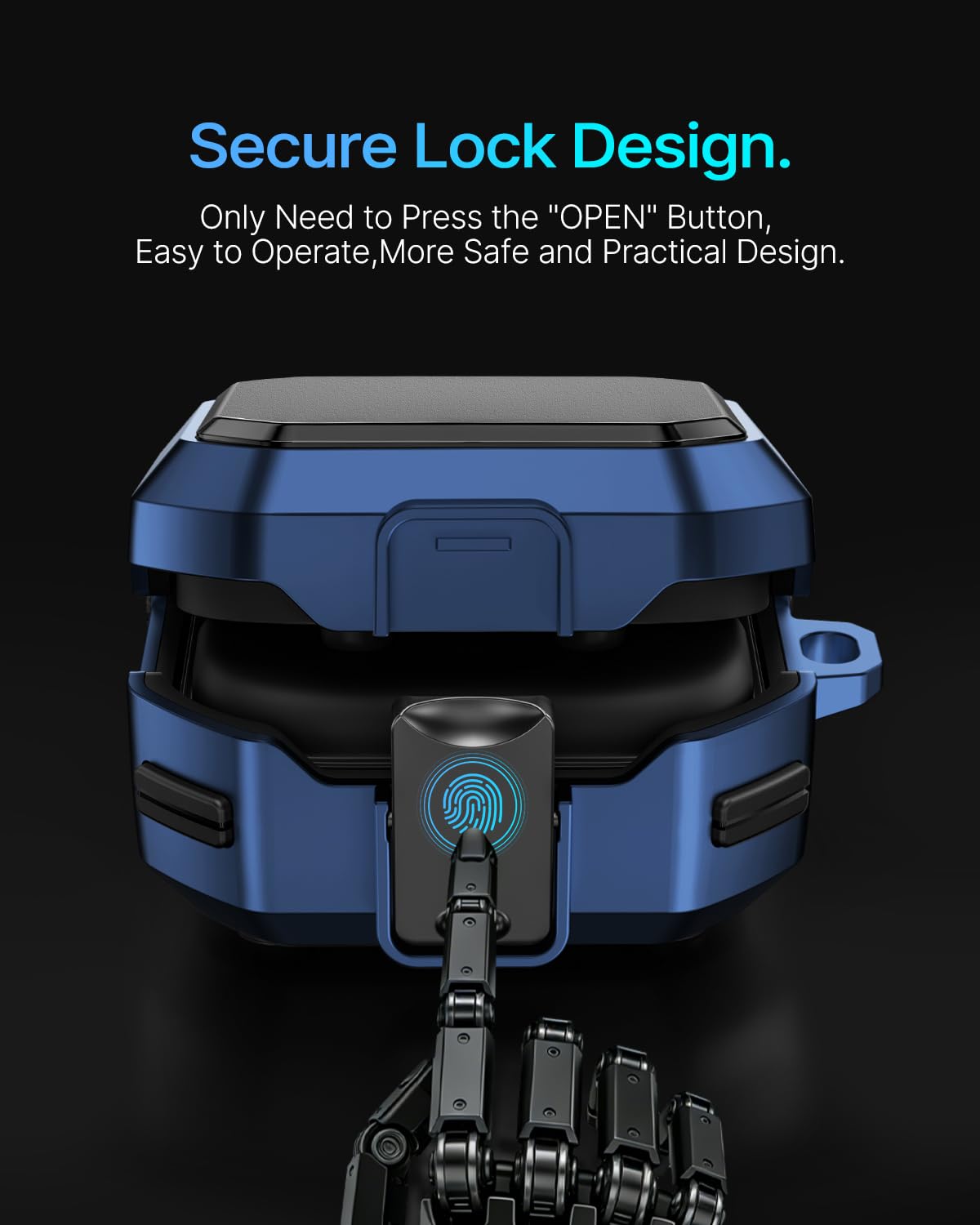 Kompatybilne z Samsung Galaxy Buds 4/4 Pro (2026) Etui, obudowa z zamkiem bezpieczeństwa w designie z włókna węglowego, zestaw do czyszczenia i zaczep karabińczyk dla Galaxy Buds 4 Pro-Niebieski