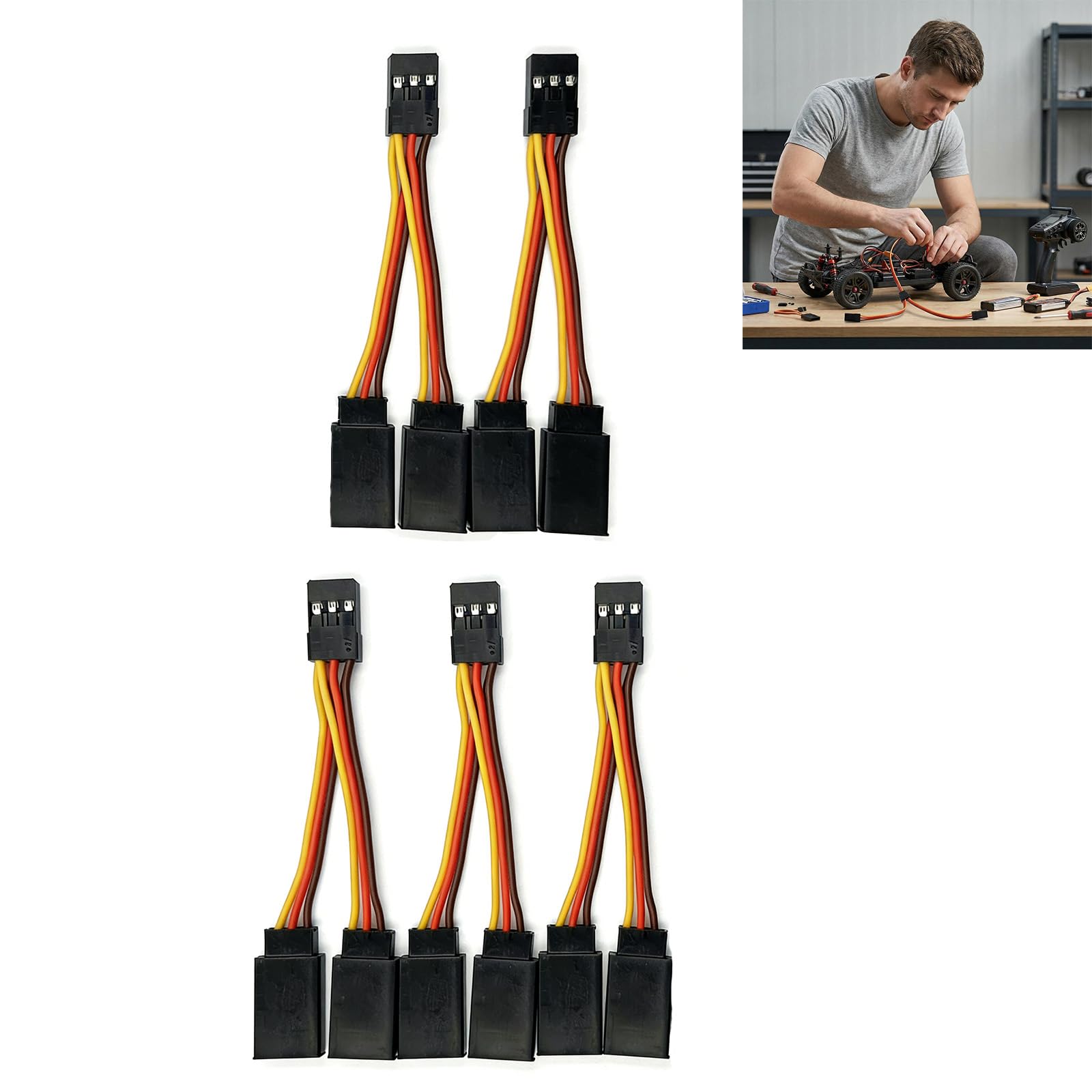 5 Unidades Cable Divisor Y para Servo 20AWG - Cable de Extensión para Receptor RC - Compatible con Futaba, JR, Hitec - 7 cm