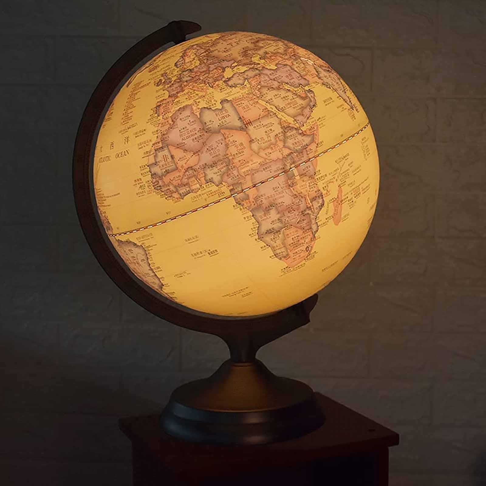 Globo terráqueo de 12 pulgadas, mapa en relieve elevado, luz nocturna recargable con soporte de escala de metal y base, globo con mapa en relieve, decoración del hogar (Size : Blue)