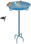 Bain d'oiseaux en métal pour le pot de bain d'oiseau extérieur, 36.2" Hauteur Freestanding Bird Feeders pour l'extérieur avec 4 Pongs Base Stake, Feeders Standing Birds for Yard Lawn Decor (Brown)