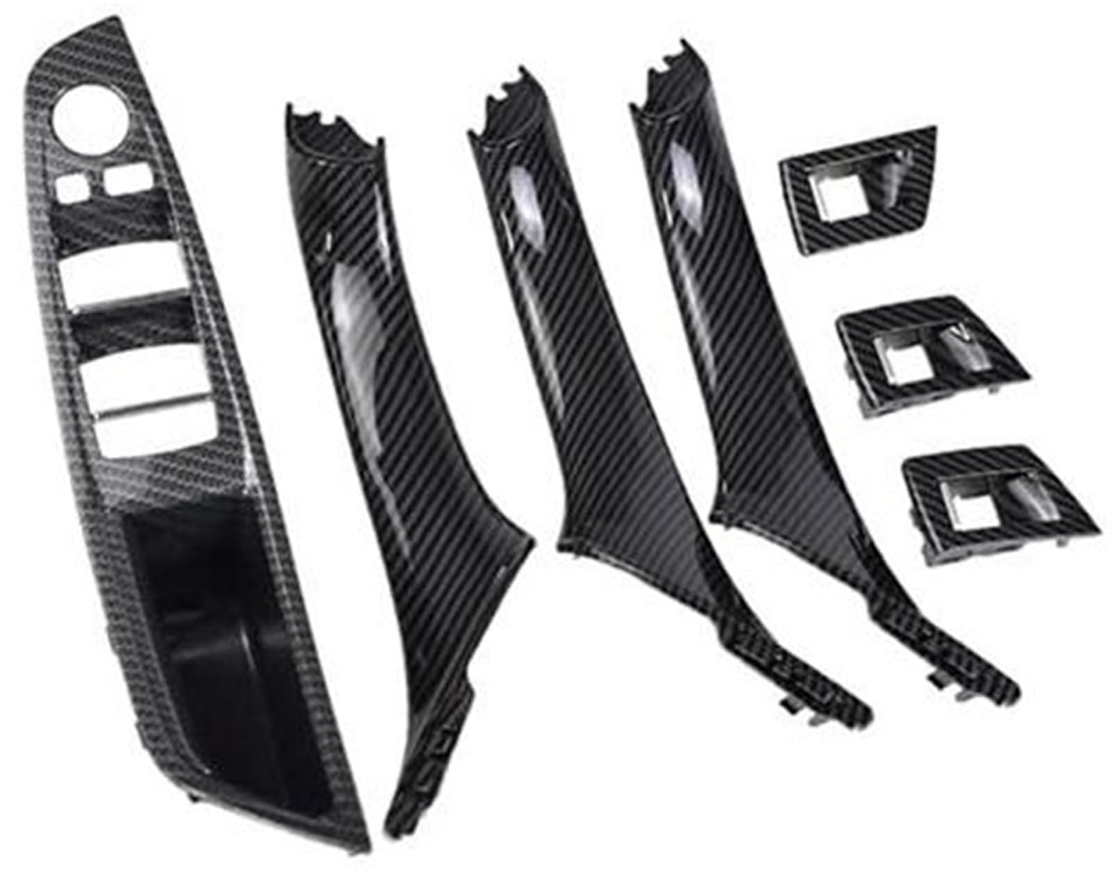 Wewnętrzny uchwyt drzwi samochodu osłona wykończeniowa do naciągania, dla BMW, F10 F11 F18 5 Series 2010-2016 lewy prawy panel wewnętrzny czarne beżowe włókno węglowe 51417225852 Klamka do