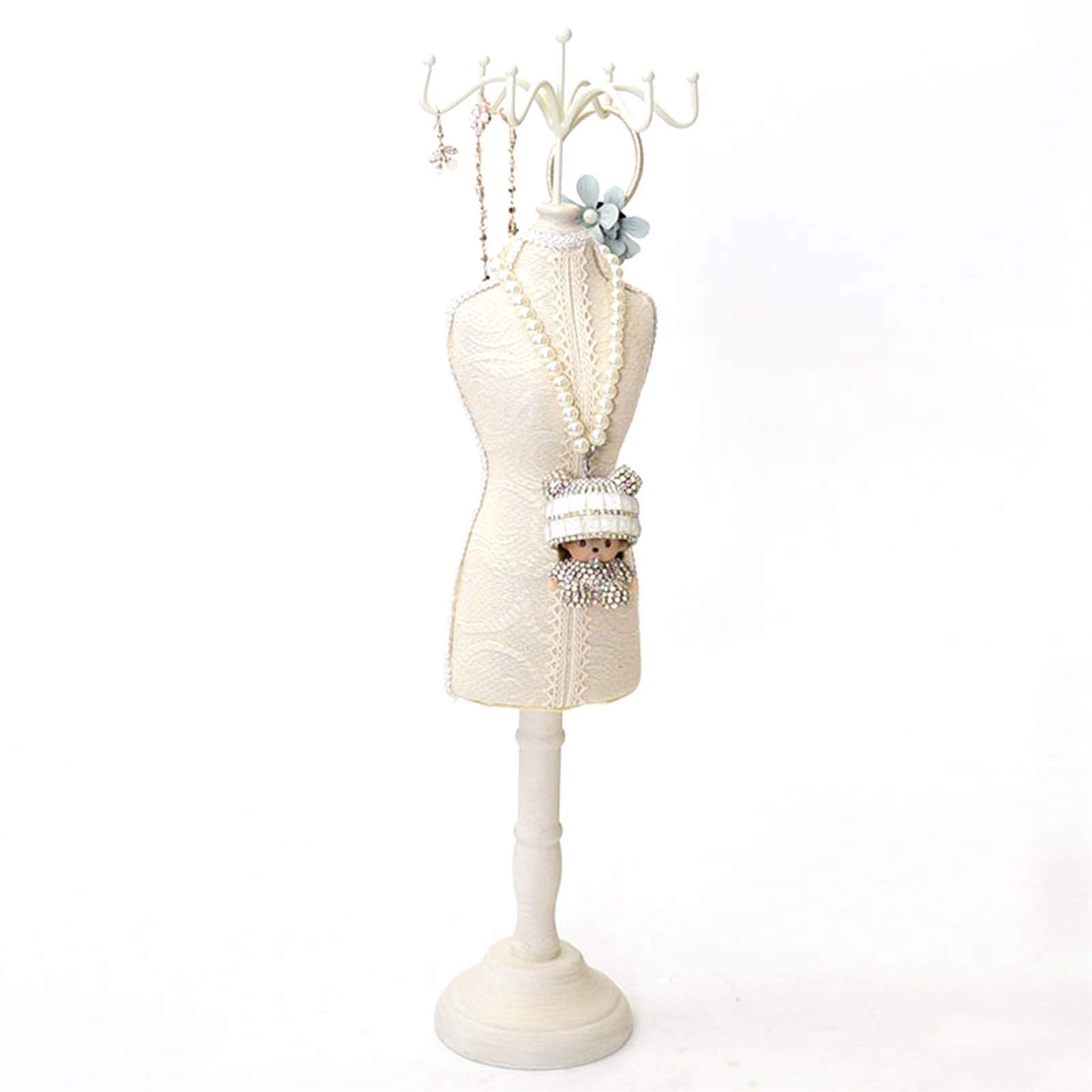 HDBCYUAZ Vintage Lace Jewelry Holder Fashionable Unique & Stylish Mannequin Stand Bracelet Storage Rack Hanging Accessory Tower for Girls Women(Large-size)