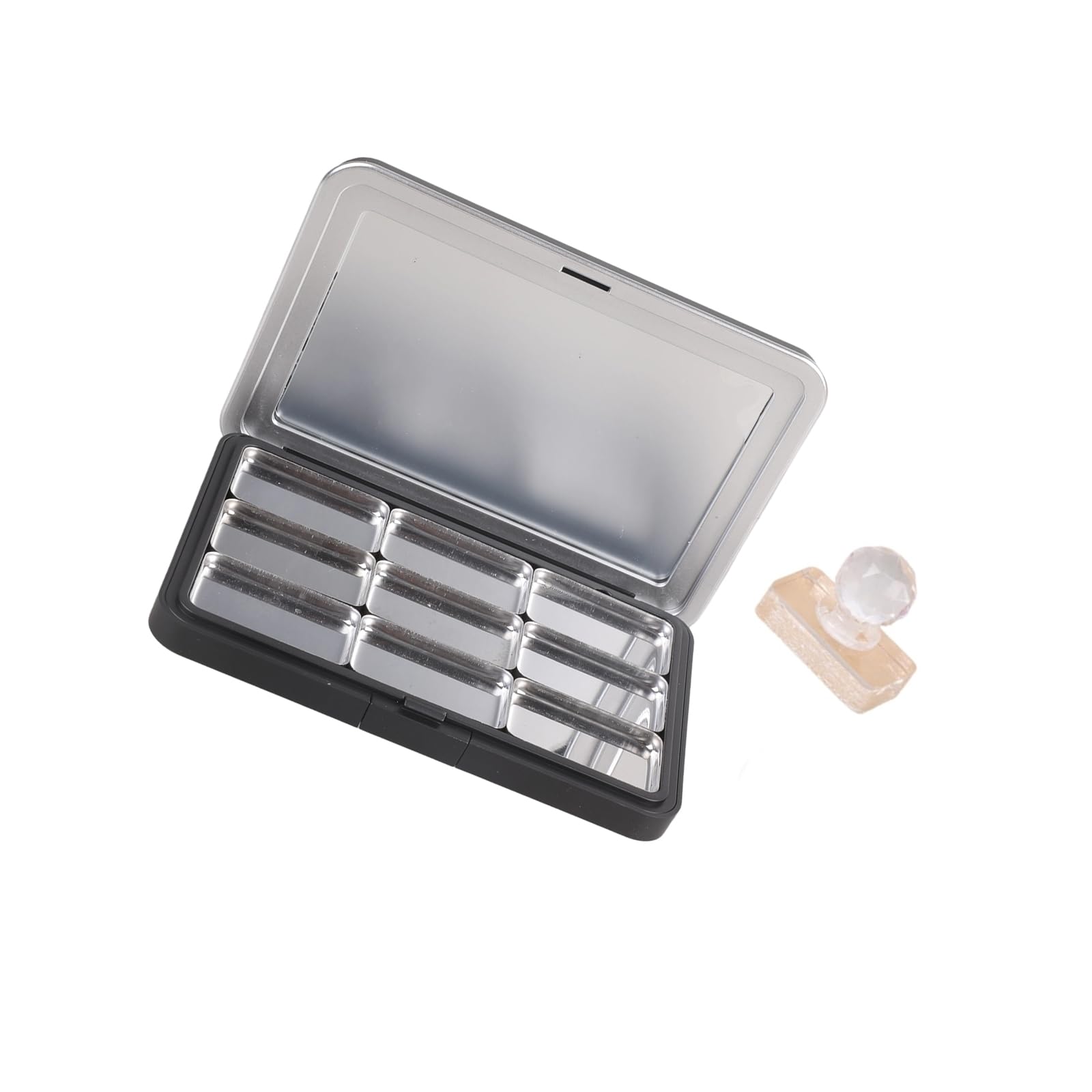 Oxxggkao Black Makeup Organizers with Glasses Delicate Size for Easy Carry Protects Eyeshadow Blushes Refills Black Cosmetic Organizers