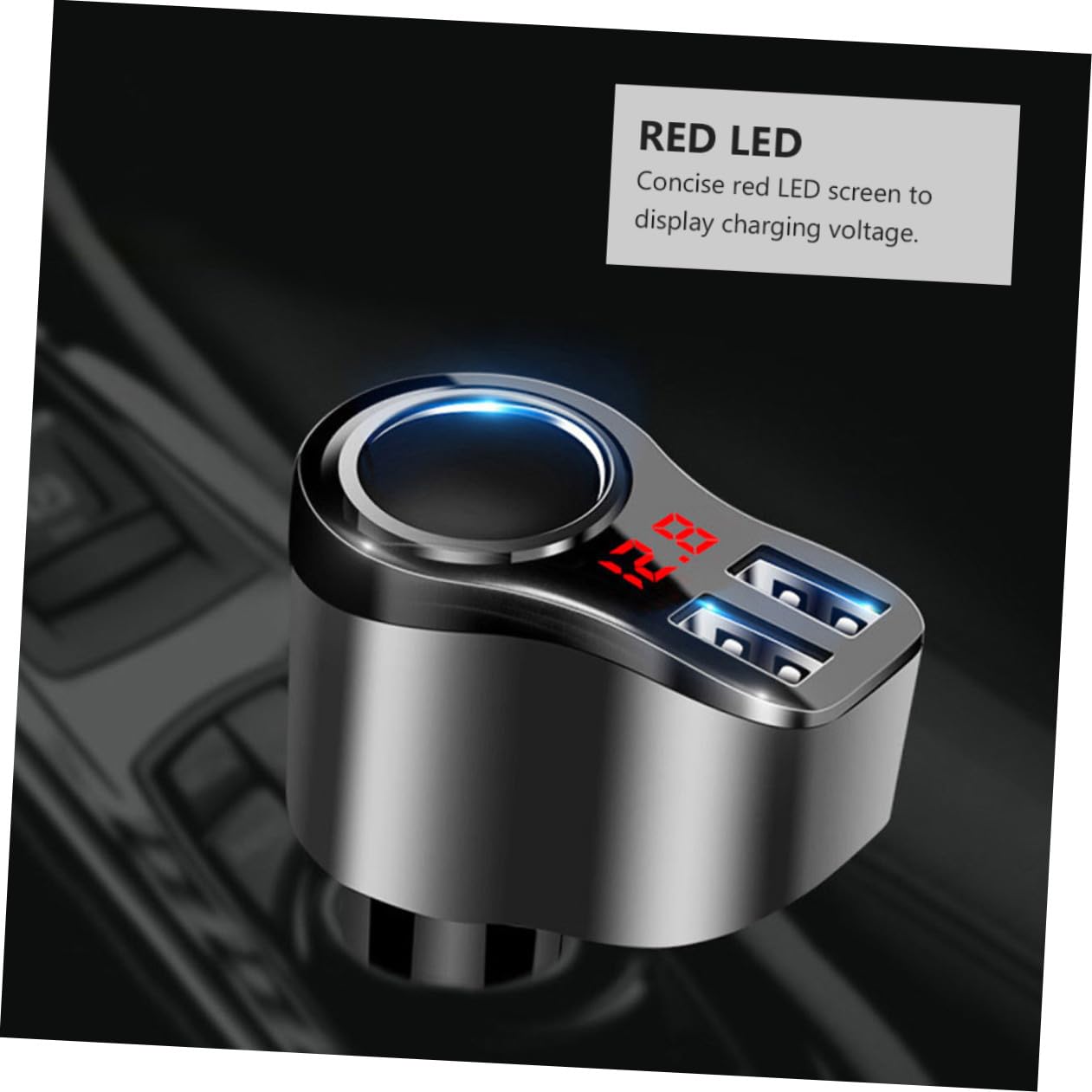 Angoily Caricabatterie Rapido per Auto Doppie Porte USB Dispositivo di Ricarica Intelligente Display LED Digitale Facile da Leggere Costruzione in Metallo Resistente all Usura