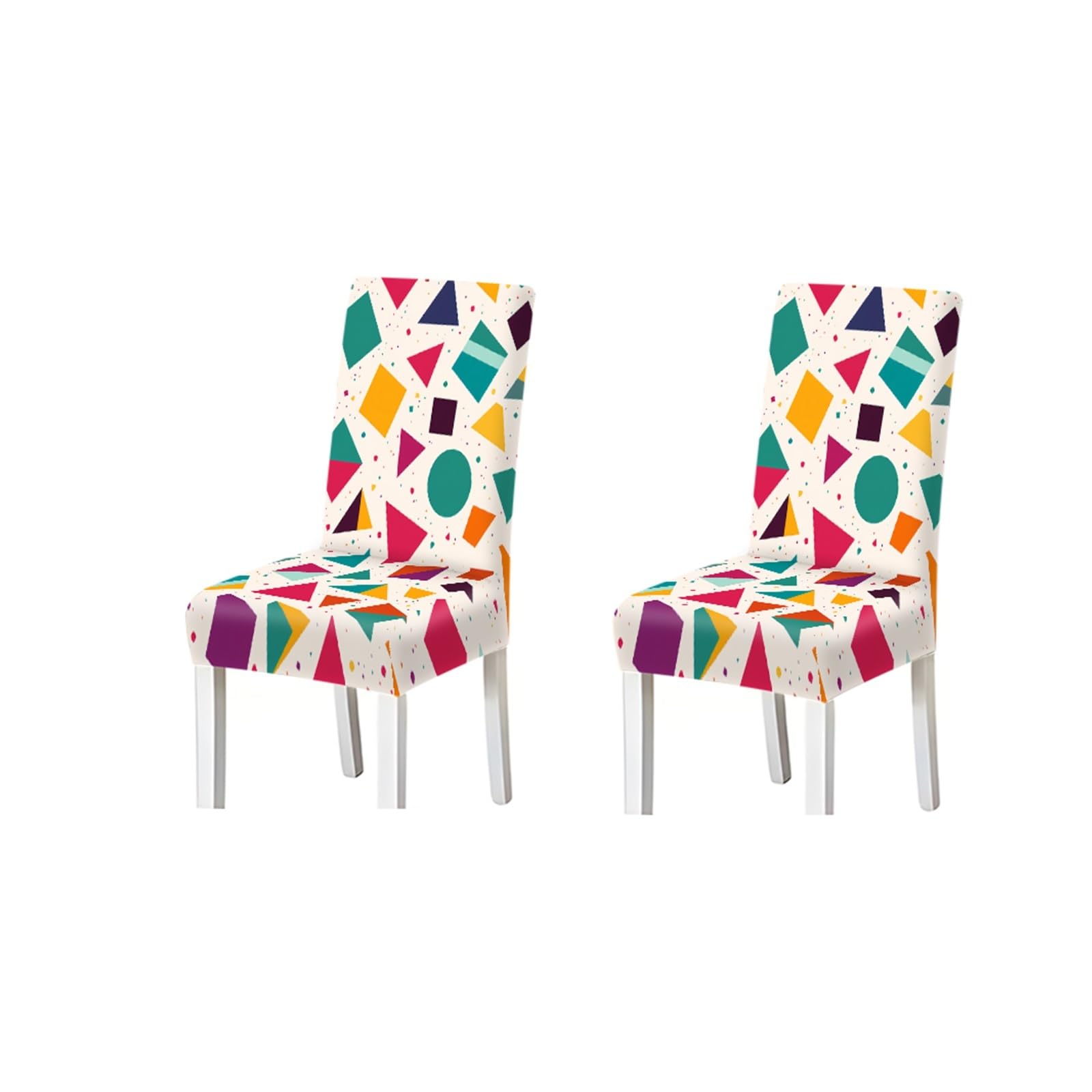 BOSUYBN Geometric Print Dining Chair Covers Set Of 2/4/6, Stretch Slipcovers For Kitchen Dining Room Furniture Protectors for Home Dining Room(2PCS Chair cover)