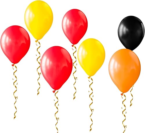 Miniatura 7 de Sumind Kit de arco de globos rojos, amarillos y negros, suministros para fiesta de cumpleaños, arco de guirnalda, baby shower, boda, fiesta, telón