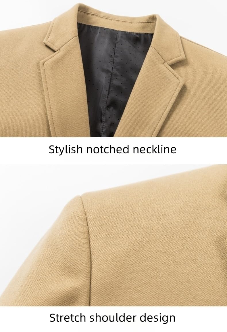 Blazer in Tweed da Uomo Giacca da Completo con Bavero A Due Bottoni Giacca Sportiva Leggera Foderatuta con Tasche Appartatto Business Casual da Lavoro con Petto Singolo Antivento