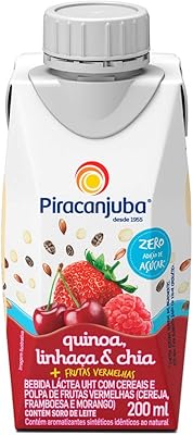 Piracanjuba - Bebida Láctea Quinoa Linhaça E Chia, Sabor Frutas Vermelhas, Zero Açúcar, 200Ml  