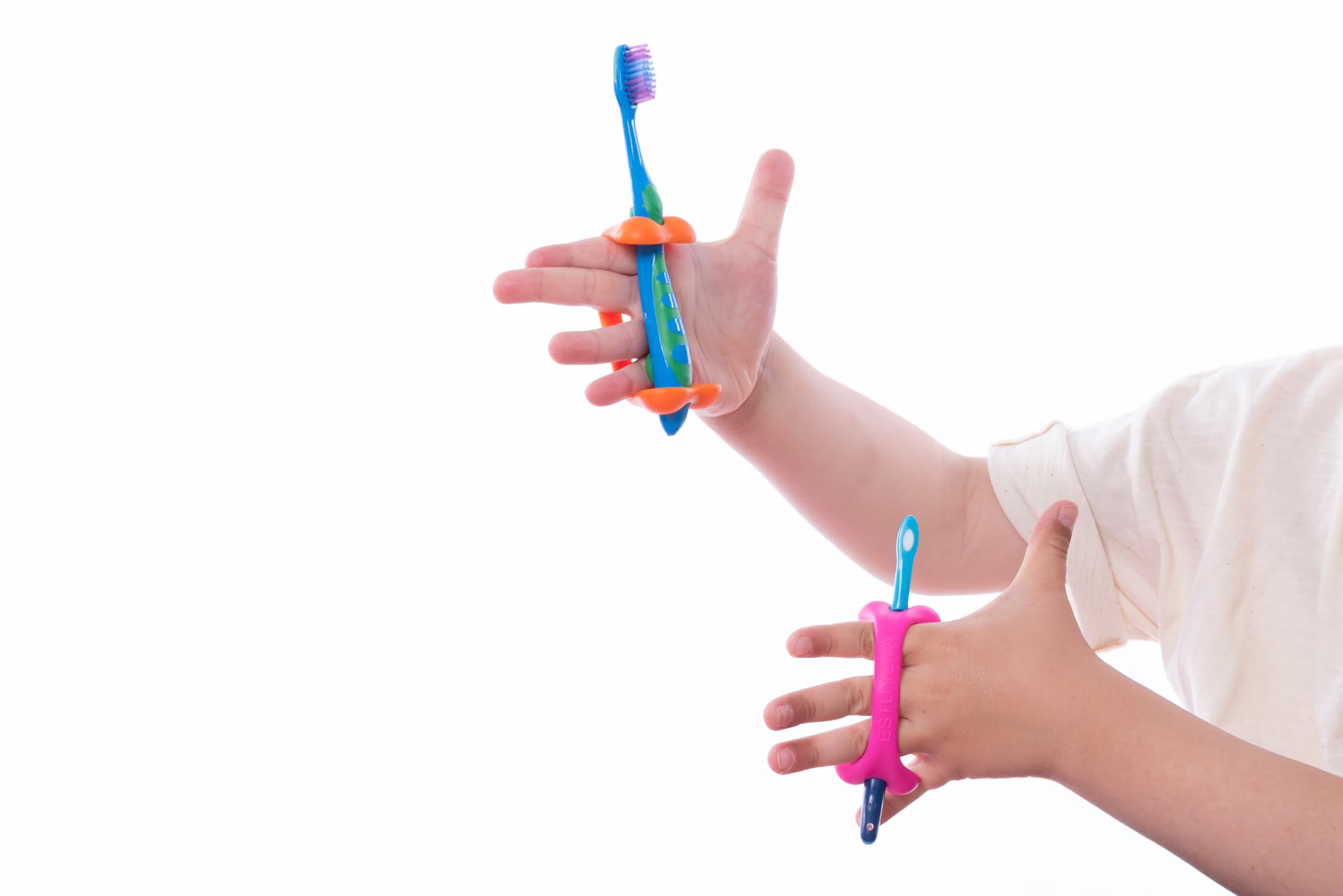 Accessorio (Pack da 5) Bambino – Aiuto alla Presa per Scuola e Gioco – Supporto per Penne, Pennelli e Posate – Autonomia Neonato e Bambino, Silicone Morbido, (Da Neonato a Bambino)