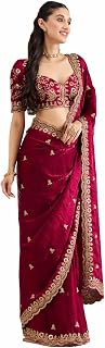 WHITE KABAR Premium Butti work Saree with Heavy Embroidery & Sequin Work | Wedding Party Festive Designer Saree with Unsti... Price In India