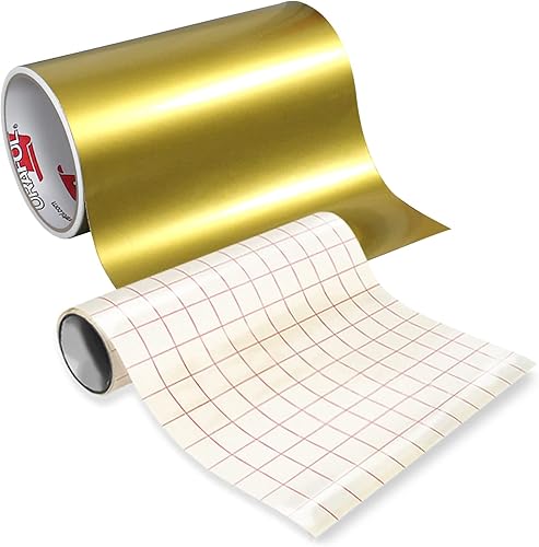 Miniatura 3 de ORACAL Vinilo adhesivo metálico dorado brillante para cameo, Cricut y silueta, incluye rollo de papel de transferencia transparente (15 x 12
