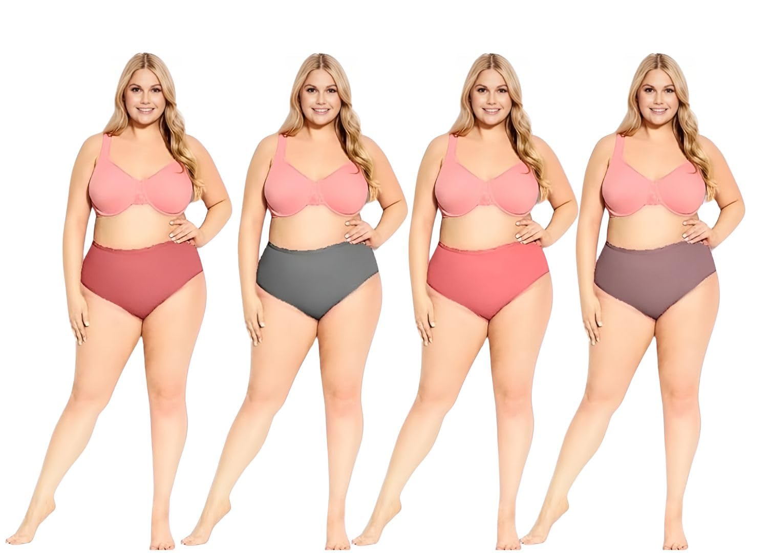 Women's Cotton Blend Jumbo Size High Waist Hipsters Panties Set | Soft and Breathable Everyday Wear Panties (4XL, Pack of 4) Multicolour-image-40