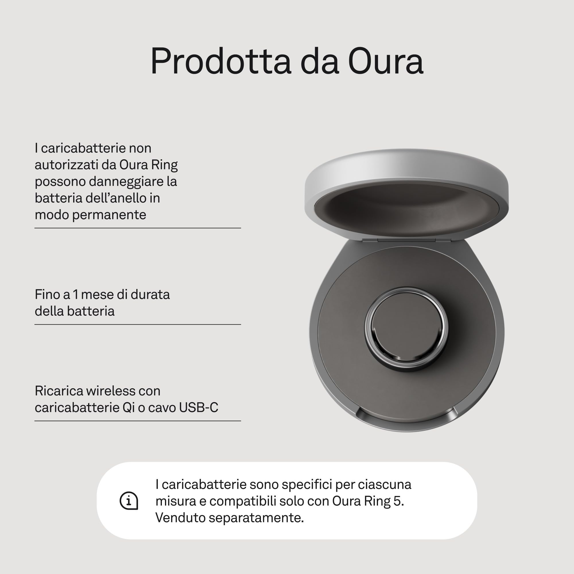 Oura Ring 5 - Caricabatterie portatile - Misura 12