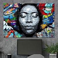 SIGNWIN Framed Canvas Wall Art African American Black Women Vibrant Collage Graffiti & Street Art Famous People Pop Art Modern Urban Multicolor for Living Room, Bedroom, Office - 12x18 inches