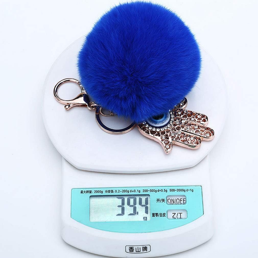 JK Home Pompom Ball Hand Pendant Keychain for Car Phone Bag Toy Blue, Hand Eyes & Blue, 8x12cm - Image 4