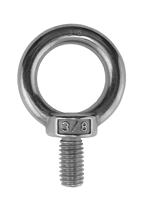 US STAINLESS Stainless Steel 316 3/8" Lifting Eye Bolt 3/8" UNC Marine Grade Pitch of 16