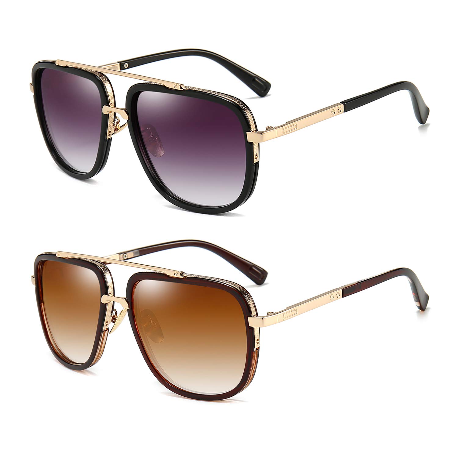 Retro Oversized Aviator Sunglasses with Gold Metal Frame UV Protection Extra Large Metal Oversize Frame Aviator Sunglasses - zeroUV main image 2