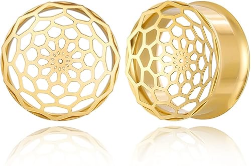 LADEMAYH 2Pcs Vortex Design Size 0g - 1 inch Ear Plugs Gauges for Ears, Stainless Steel 316L Ear Tunnels Gauge Earrings, Hypoallergenic Ear