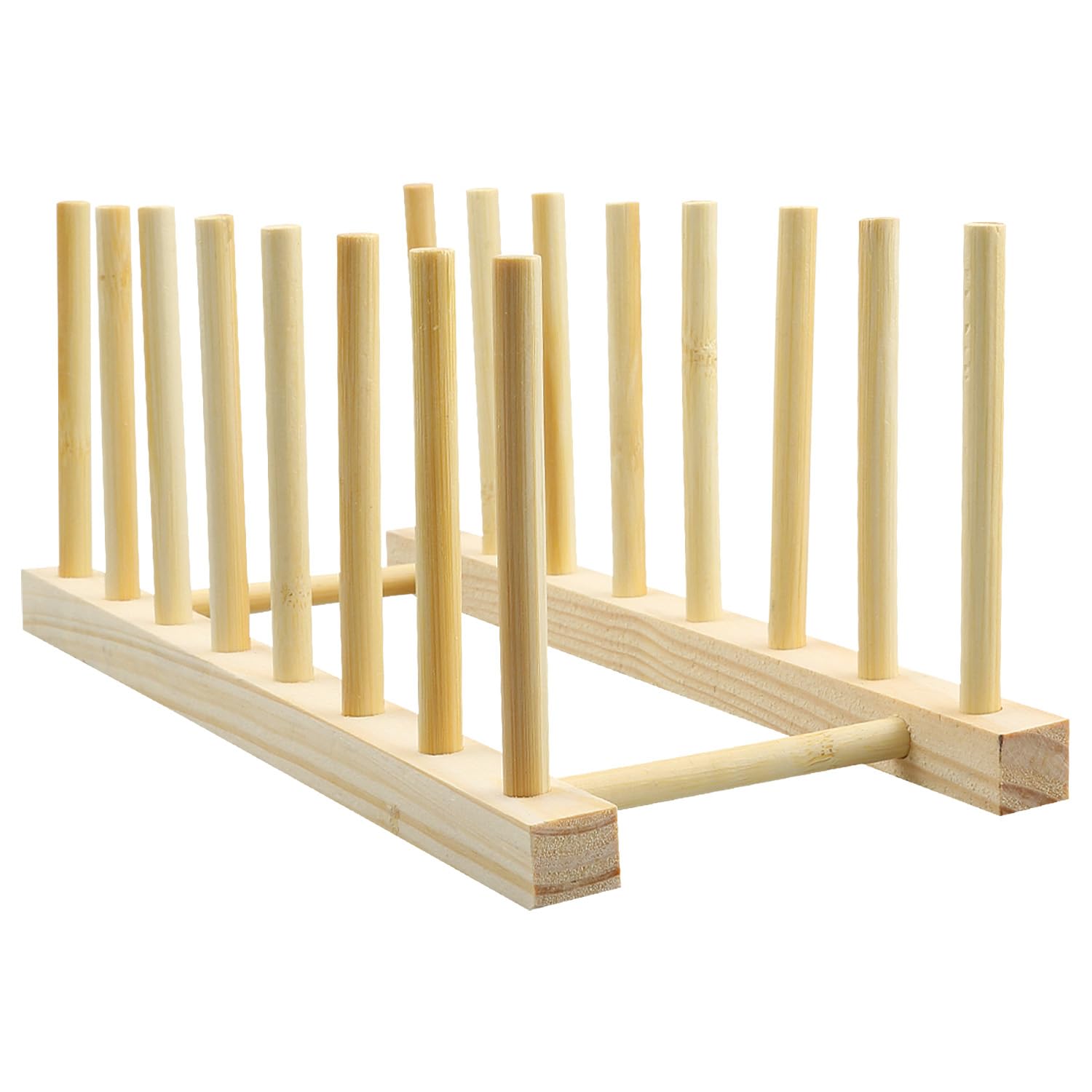 wellrun Bamboo Plate Rack,7 Slot Wooden Dish Drying Drainer Rack for Kitchen Cupboard,Pot Lid Holder,Cutting Board Stand,Cabinet Storage Organiser for Plate,Cup,Board,Tableware,Books,Wine Glass