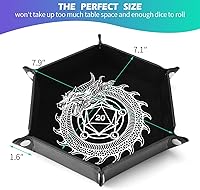 Vista 4 de 2 piezas de bandeja plegable portátil para dados de juegos de mesa RPG DND - Caja de almacenamiento con soporte de cuero sintético y terciopelo