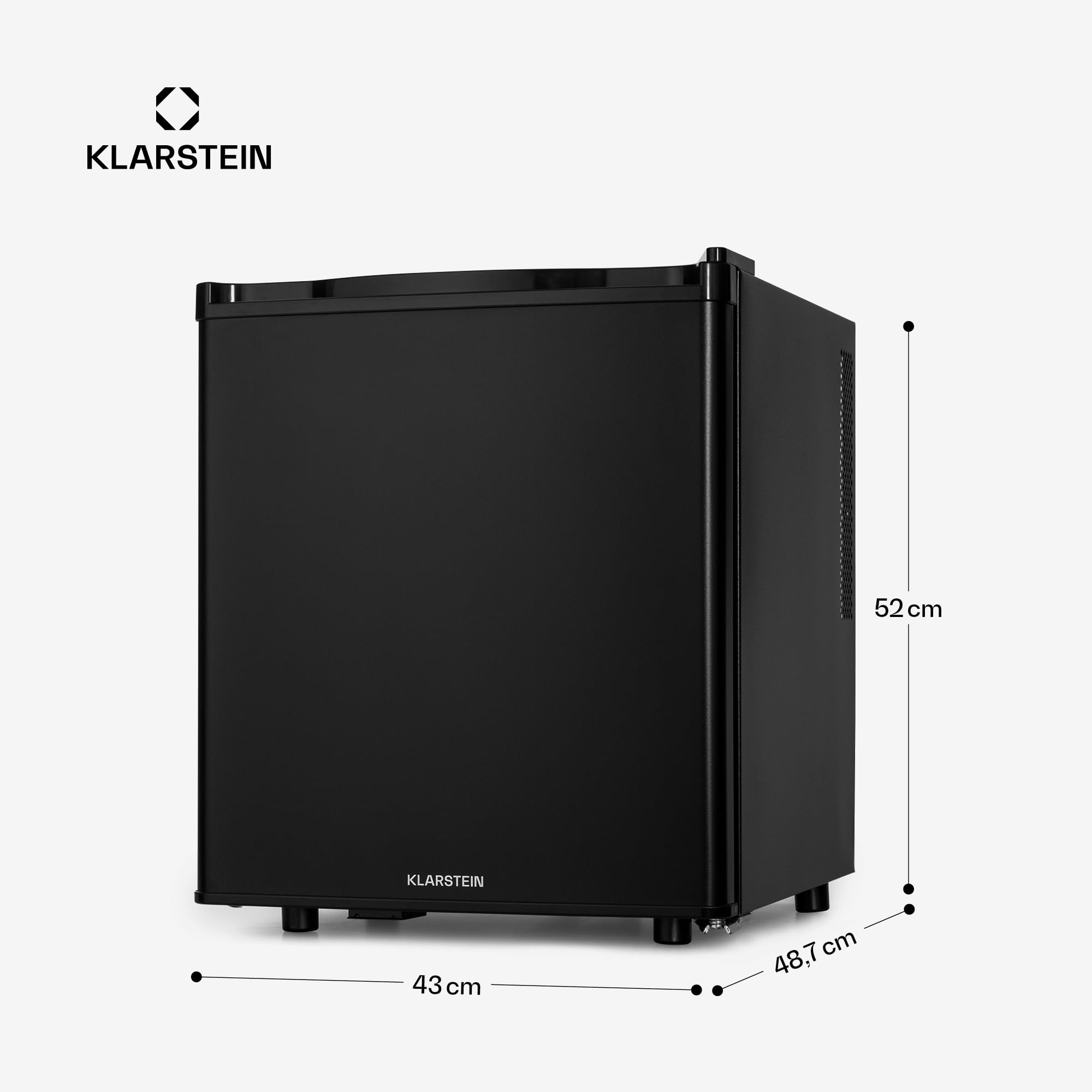 KLARSTEIN Happy Hour Mini Nevera para Dormitorio, Nevera Pequeña para Bebida y Comida, Neveras Pequeñas Iluminación Interior, Estantes Ajustables, para Habitaciones. Oficina, Camping, 6-18°C, 45L