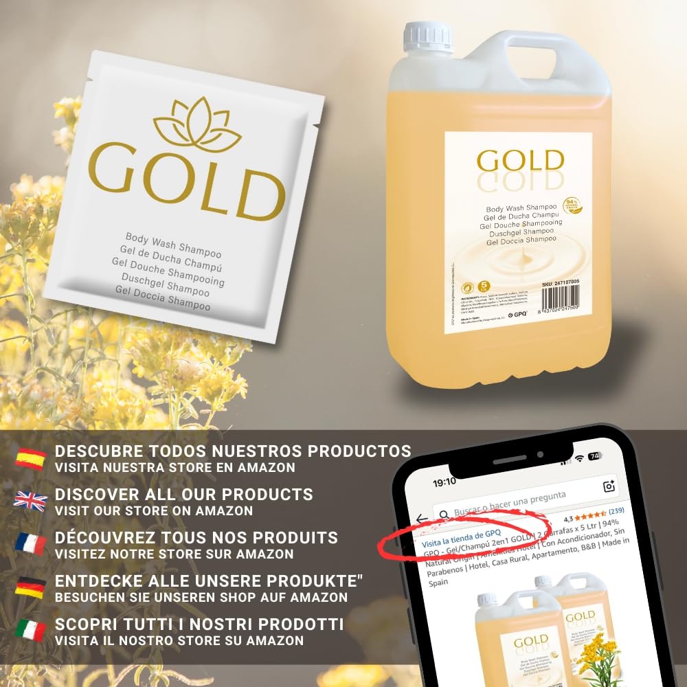 Gel & Champú GOLD | 400 und. x 8gr. | Hotel, B&B, Casa Rural, Gym