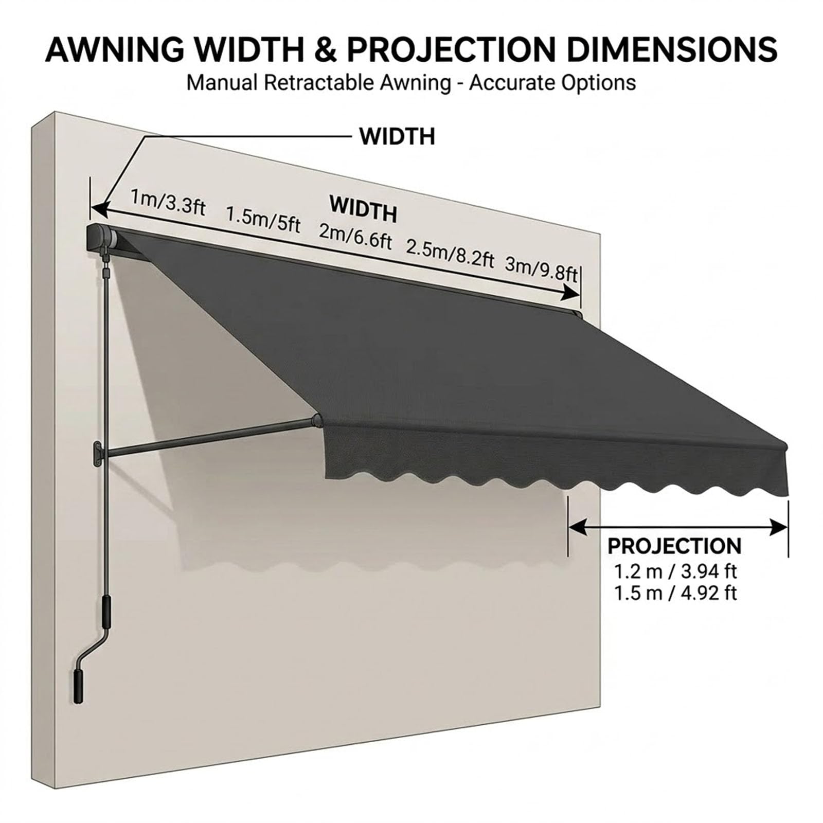 Tenda da Sole Retrattile Manuale per Finestre e Porte con Protezione UV
