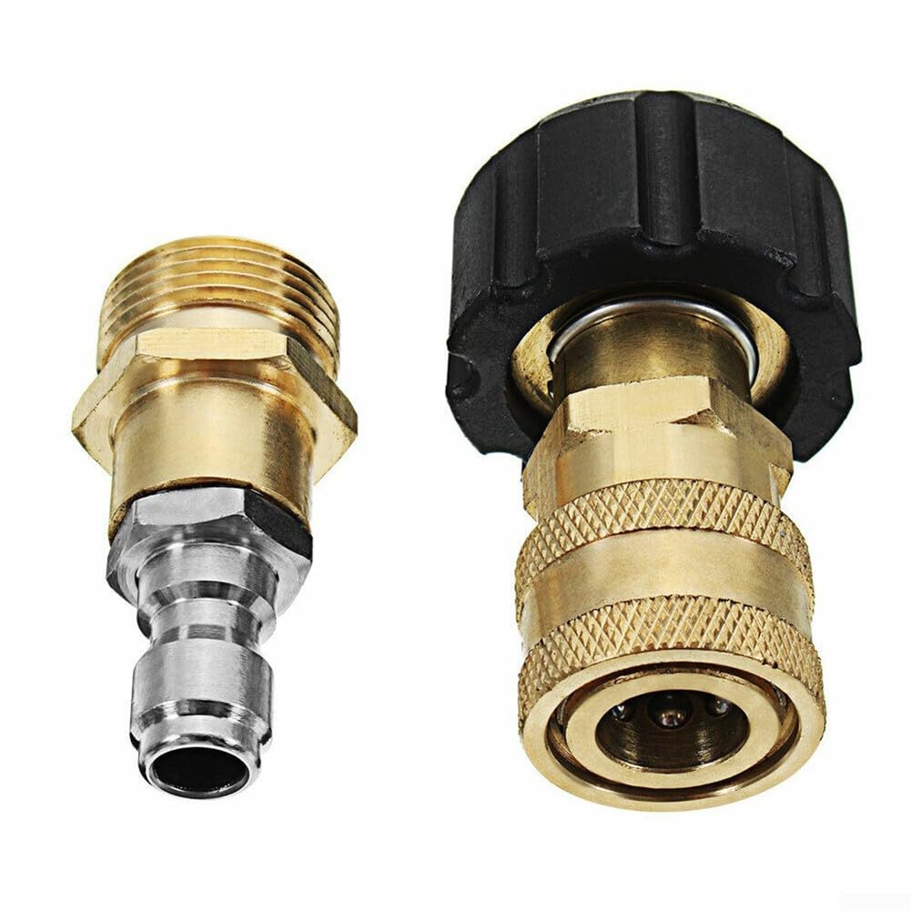 1/4 Inch Quick Release Coupler for Pressure Washer Hose with External Internal Male Female Threads M22 G1/4 (#15)