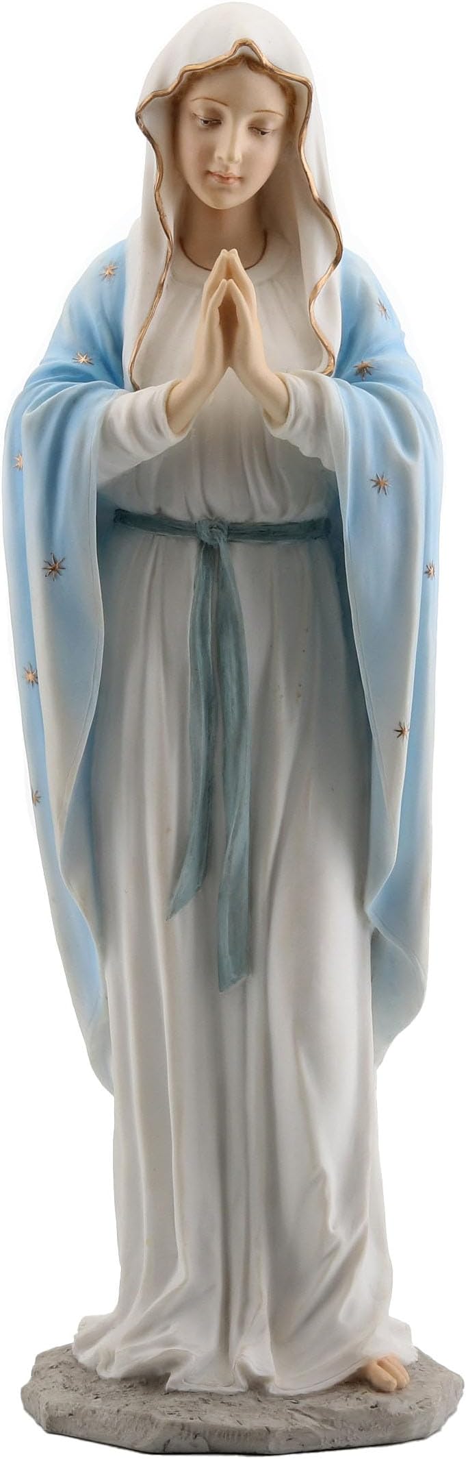 Blessed Virgin Mary Our Lady of Grace 11 3/4 Inch Light Color Stone Statue Religious Decoration