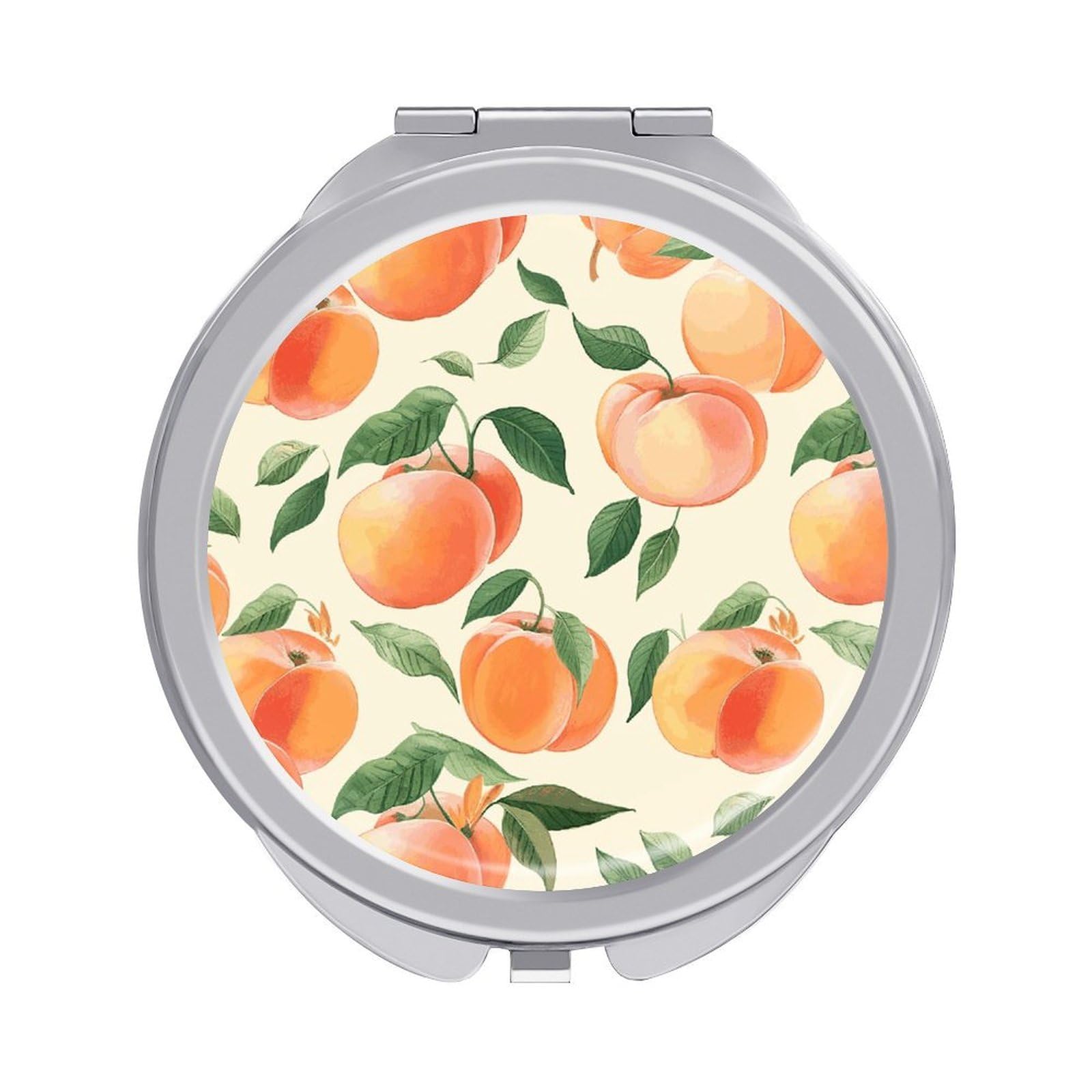 JTREHY Peach Makeup Mirror Silver Mirror Surface Folding Makeups Mirrors Lightweight Durable Looking Glass for Suitable Traveling Handbag and Purses