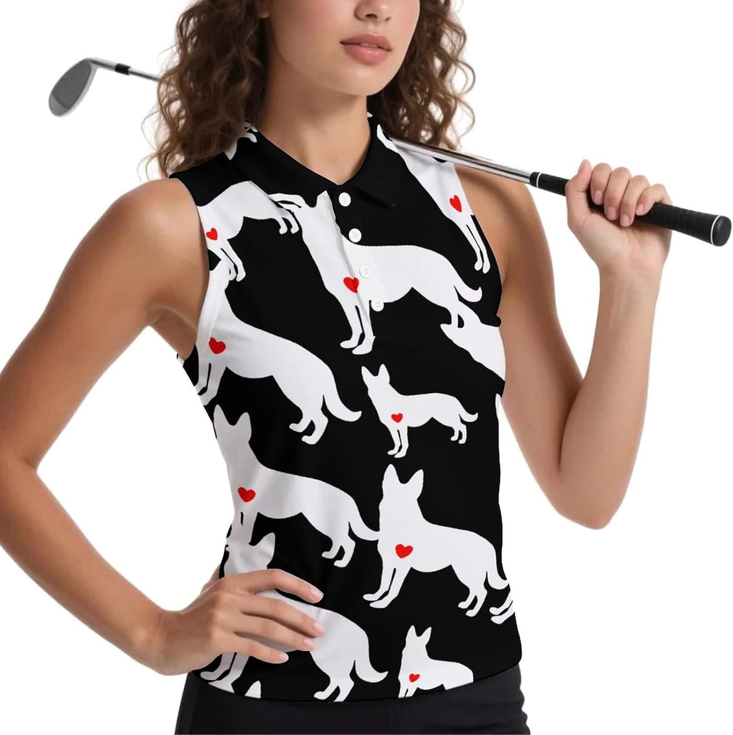 German Shepherd Dog Women's Golf Shirt Sleeveless Polo Shirts Tank Tops Blouses Tennis T-Shirts Casual